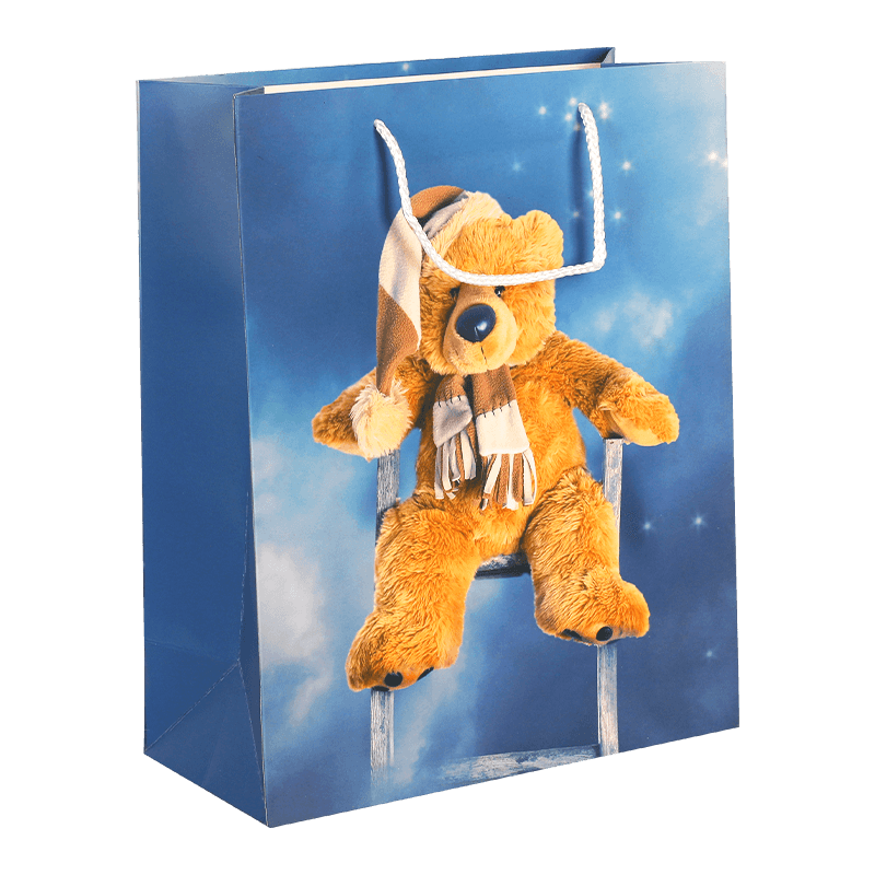 Baby-Geschenktüte mit Teddybär-Aufdruck und Griffen