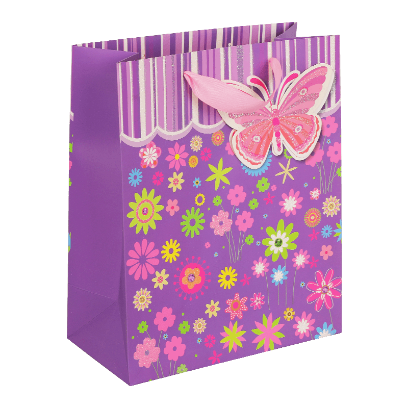 Geschenktüte mit Schmetterlings-Blumen-Design für Kinder