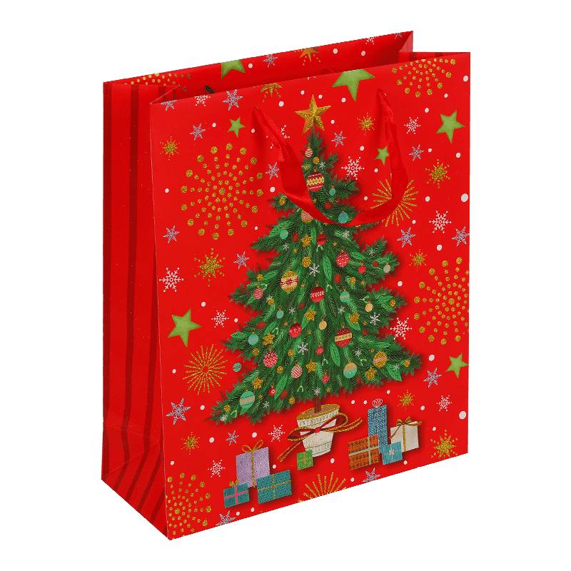 Fröhliche Weihnachtsfeiertags-Glitzerpapier-Geschenktüte