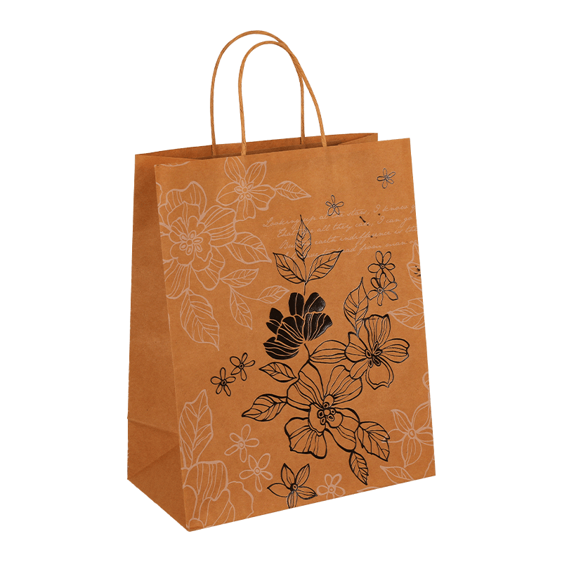 Elegante Geschenktüte aus Kraftpapier mit Blumendesign