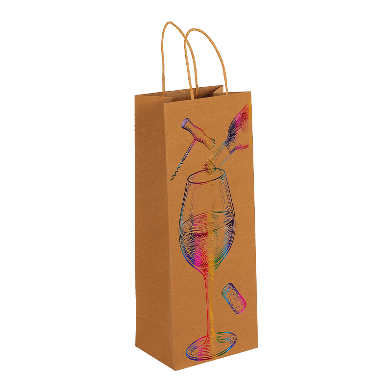 Wein-Geschenktüte aus Kraftpapier für eine einzelne Flasche