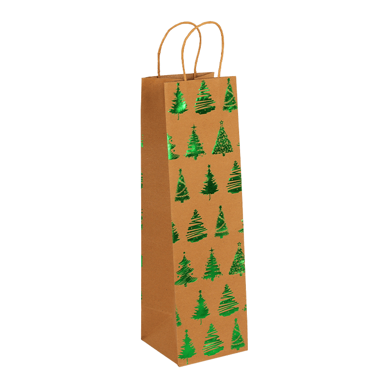 Weihnachtswein-Geschenktüte aus Kraftpapier mit Griff