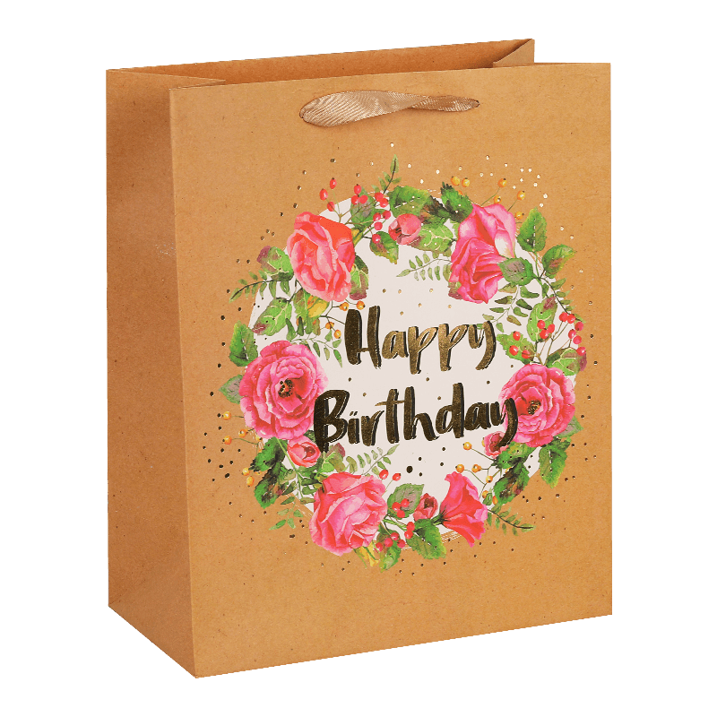 Alles Gute zum Geburtstag Kranz Geschenktüte aus Kraftpapier