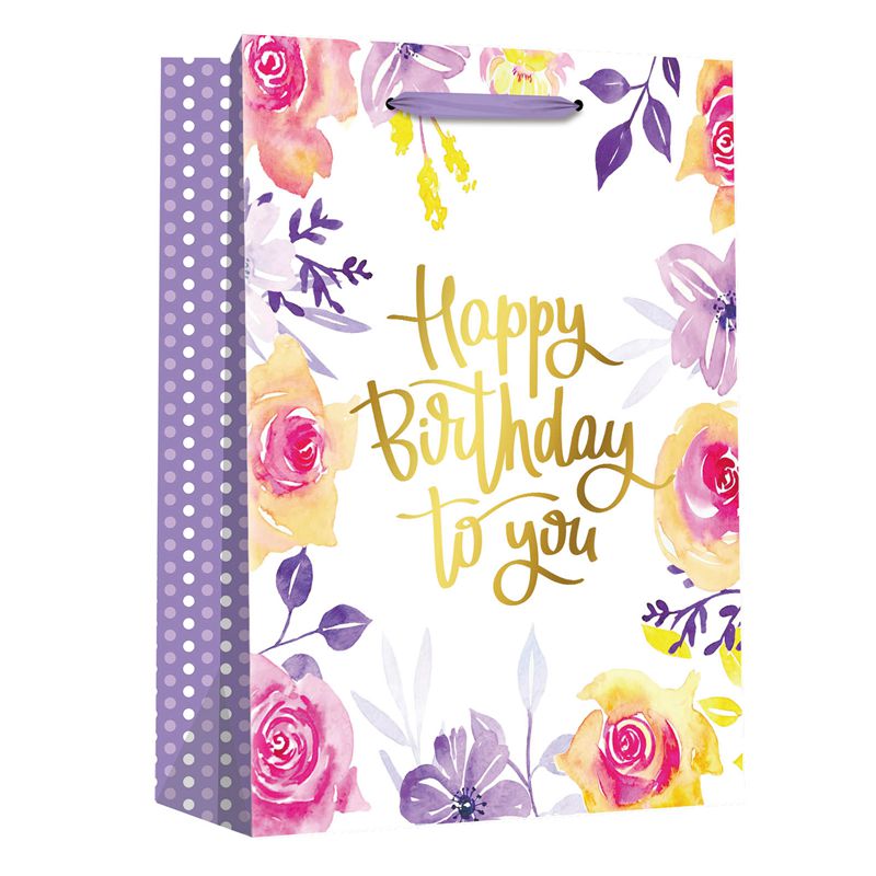 Neues Design bedruckte „Happy Birthday“-Geschenkverpackungstüten aus Papier mit Blumenmuster