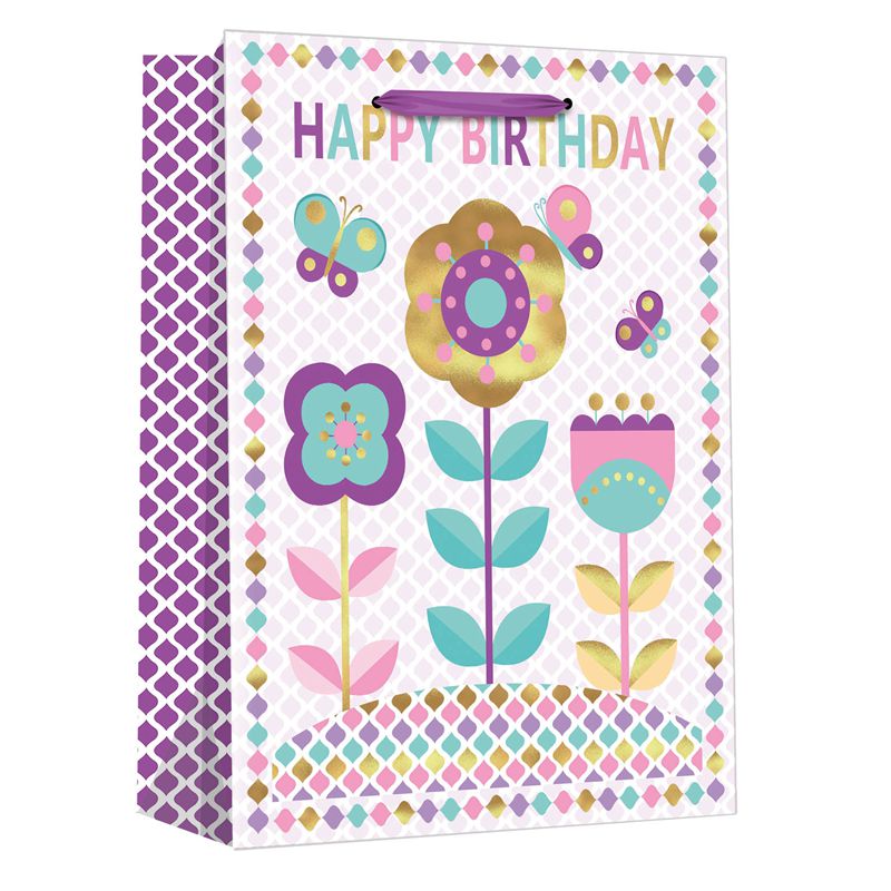 OEM-gedruckte Happy Birthday-Sonnenblumen-Geschenkpapier-Tragetaschen