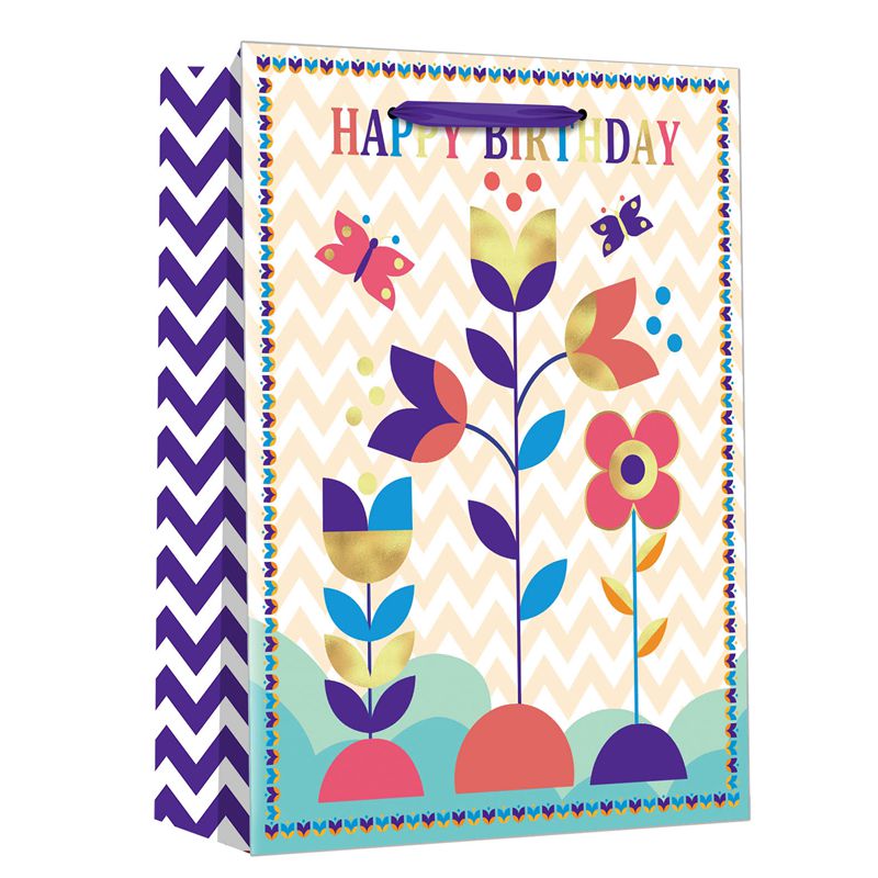 OEM-gedruckte Happy Birthday-Sonnenblumen-Geschenkpapier-Tragetaschen