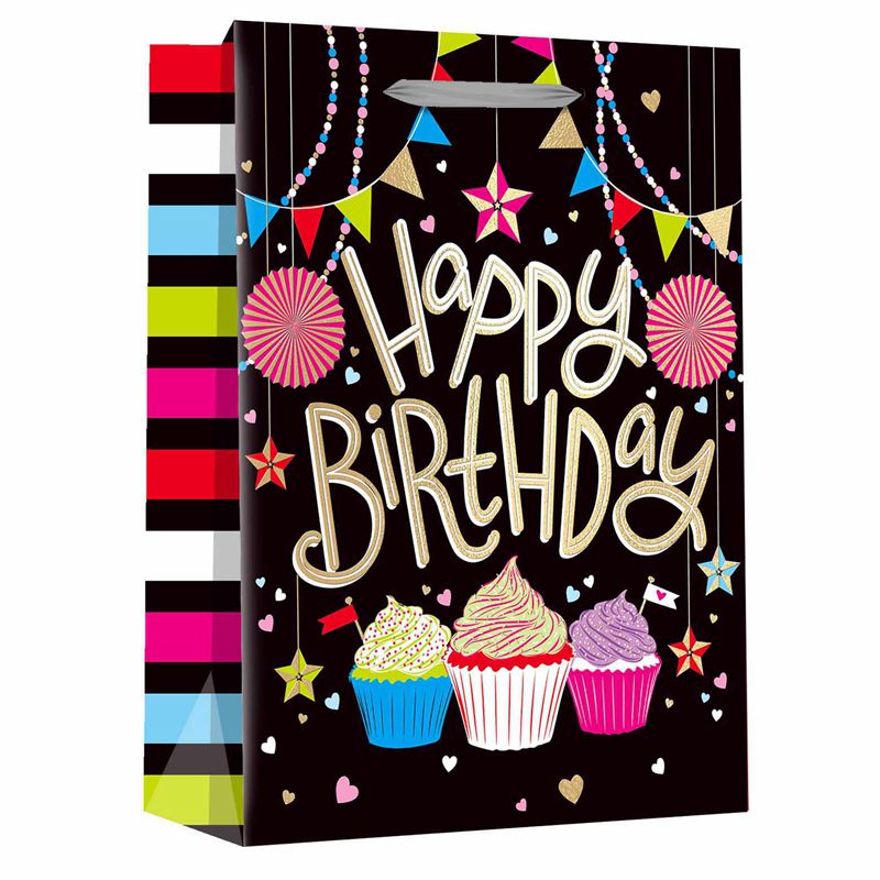 Maker bedruckte Geschenk-Einkaufspapiertüten zum Thema Geburtstag