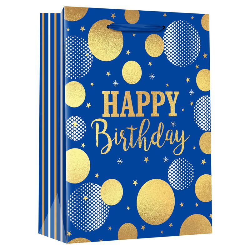 ODM bedruckte Papierbevorzugungstüten mit geometrischem Kreisdesign „Alles Gute zum Geburtstag“.