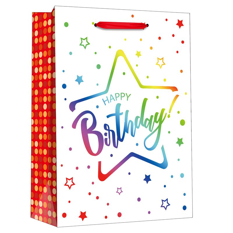 Elegant bedruckte Papier-Geschenktüten mit Happy Birthday-Motiv