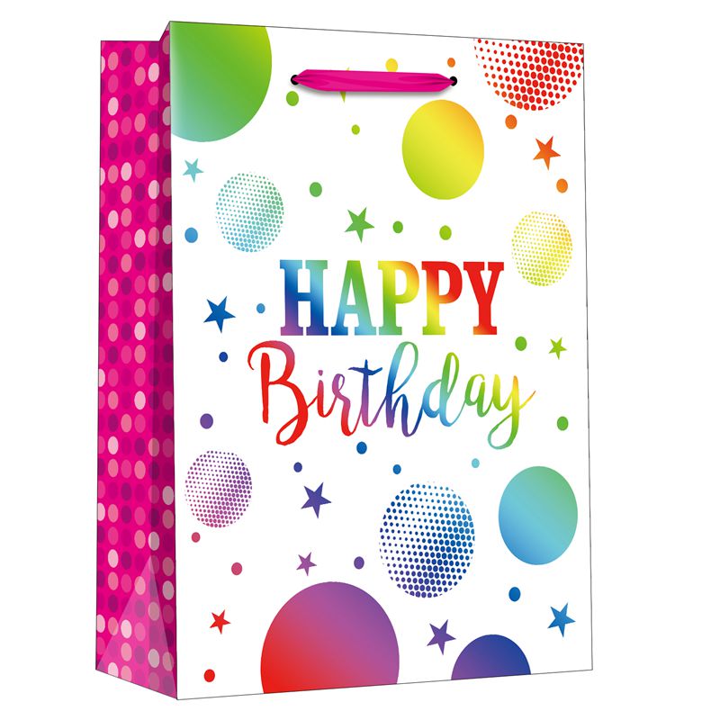 Elegant bedruckte Papier-Geschenktüten mit Happy Birthday-Motiv