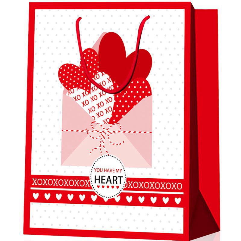 Individuelle Gestaltung der bedruckten Romatic Hearts Valentinstagsgeschenk-Papiertragetasche