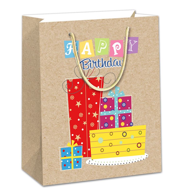 Bedruckte Party-Geschenktüte aus Kraftpapier mit Happy Birthday-Motiv