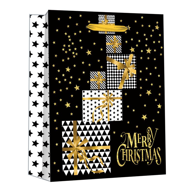 Elegant bedruckte „Merry Christmas“-Geschenktüten aus glitzerndem Papier