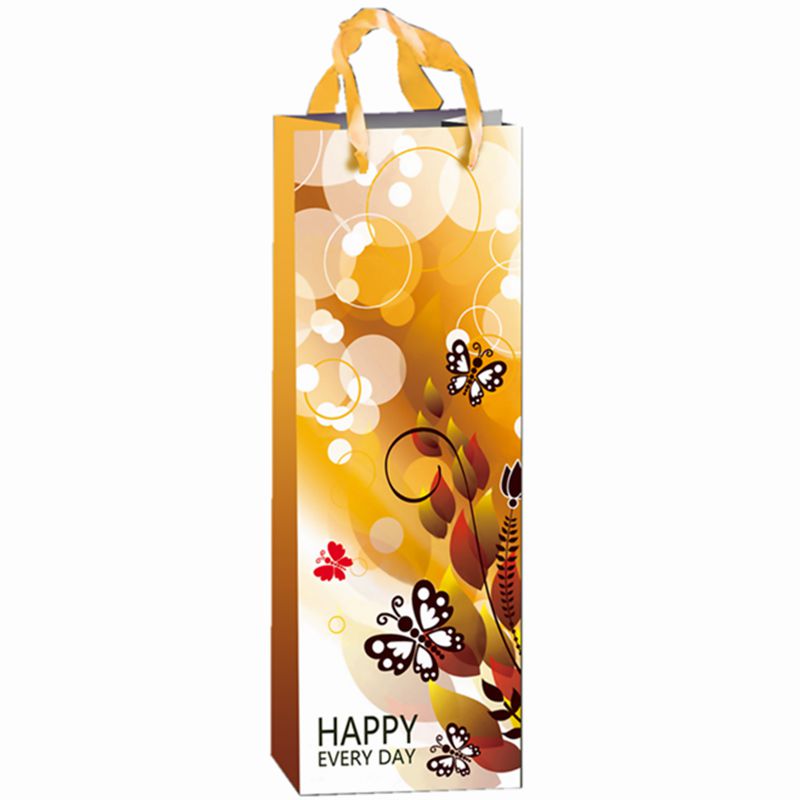 Bedruckte „Happy Every Day“-Geschenkverpackung für Rotwein aus Papier