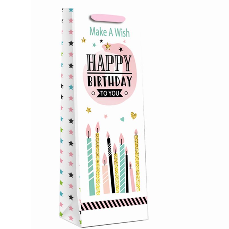 Neues Design bedruckte „Happy Birthday“-Geschenkpapiertüte für Rotwein