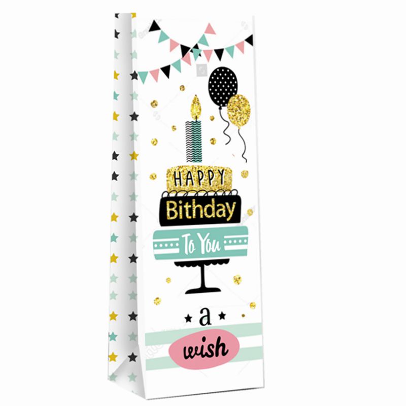 Neues Design bedruckte „Happy Birthday“-Geschenkpapiertüte für Rotwein