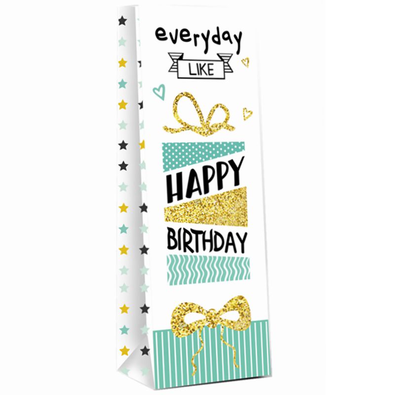 Neues Design bedruckte „Happy Birthday“-Geschenkpapiertüte für Rotwein