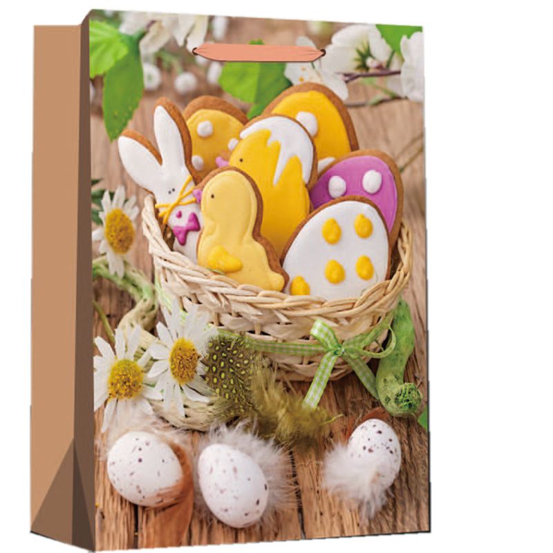 Kreativ bedruckte Geschenktüte aus Papier zum Thema Ostern