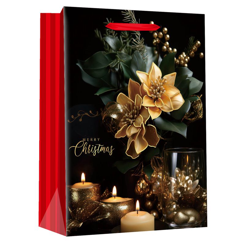 Exquisite bedruckte „Merry Christmas“-Party-Geschenkpapiertüte in Goldfarbe