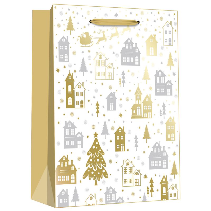 Maßgeschneiderte Geschenkpapiertüten mit weihnachtlichem Goldmotiv