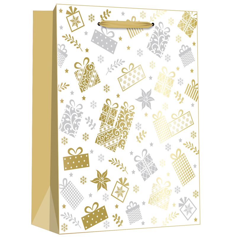 Innovative bedruckte Christmas Elements Gold Shopping-Geschenkpapiertüten